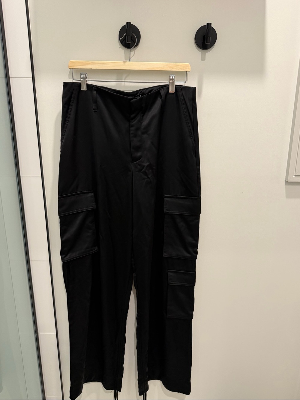 Black silk Cargo Jogger Pants Zara
